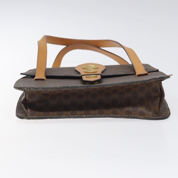 CELINE Macadam Canvas Shoulder Bag PVC Leather Brown Gold Auth 116681