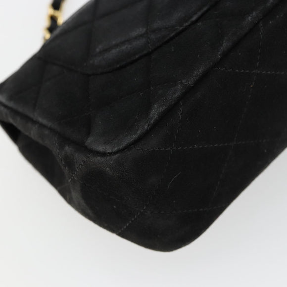CHANEL Matelasse 20 Chain Shoulder Bag Suede Black Gold CC Auth 116698
