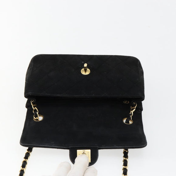 CHANEL Matelasse 20 Chain Shoulder Bag Suede Black Gold CC Auth 116698