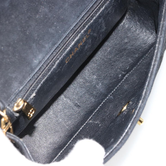 CHANEL Matelasse 20 Chain Shoulder Bag Suede Black Gold CC Auth 116698