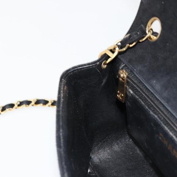 CHANEL Matelasse 20 Chain Shoulder Bag Suede Black Gold CC Auth 116698