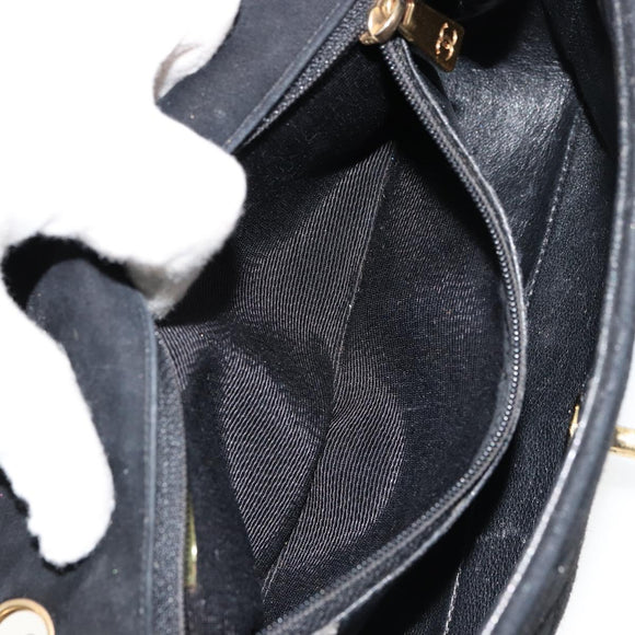 CHANEL Matelasse 20 Chain Shoulder Bag Suede Black Gold CC Auth 116698