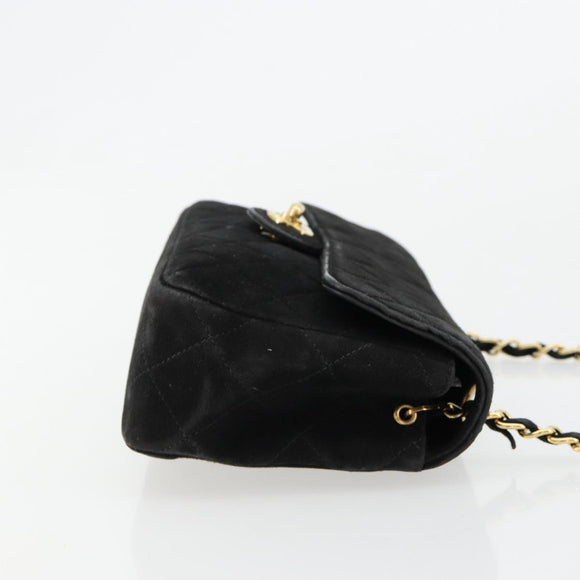 CHANEL Matelasse 20 Chain Shoulder Bag Suede Black Gold CC Auth 116698