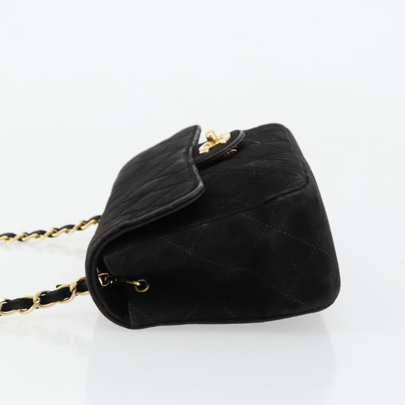 CHANEL Matelasse 20 Chain Shoulder Bag Suede Black Gold CC Auth 116698
