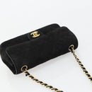 CHANEL Matelasse 20 Chain Shoulder Bag Suede Black Gold CC Auth 116698-6