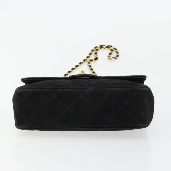 CHANEL Matelasse 20 Chain Shoulder Bag Suede Black Gold CC Auth 116698