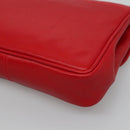 CELINE Chain Shoulder Bag Leather Red Gold Auth 116706V-15