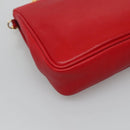 CELINE Chain Shoulder Bag Leather Red Gold Auth 116706V-16