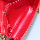CELINE Chain Shoulder Bag Leather Red Gold Auth 116706V-10