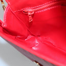 CELINE Chain Shoulder Bag Leather Red Gold Auth 116706V-19