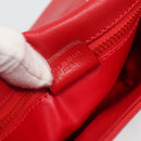 CELINE Chain Shoulder Bag Leather Red Gold Auth 116706V-11