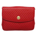 CELINE Chain Shoulder Bag Leather Red Gold Auth 116706V-13