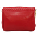 CELINE Chain Shoulder Bag Leather Red Gold Auth 116706V-2