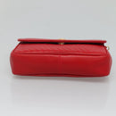 CELINE Chain Shoulder Bag Leather Red Gold Auth 116706V-5