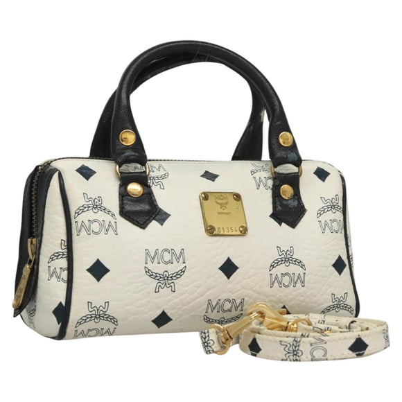 MCM Vicetos Logogram Hand Bag PVC Leather 2way White Auth 116709