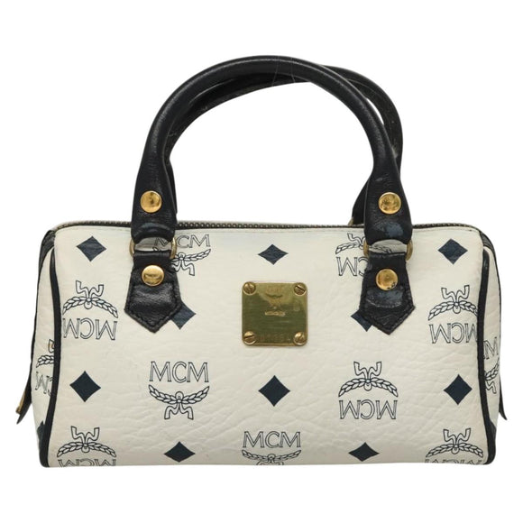 MCM Vicetos Logogram Hand Bag PVC Leather 2way White Auth 116709