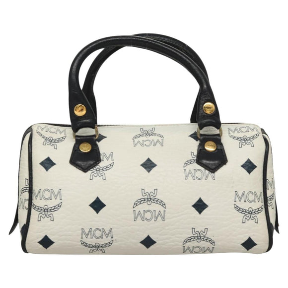 MCM Vicetos Logogram Hand Bag PVC Leather 2way White Auth 116709