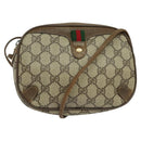 GUCCI GG Supreme Web Sherry Line Bag PVC Beige Gold 89 02 066 Auth 116754-1