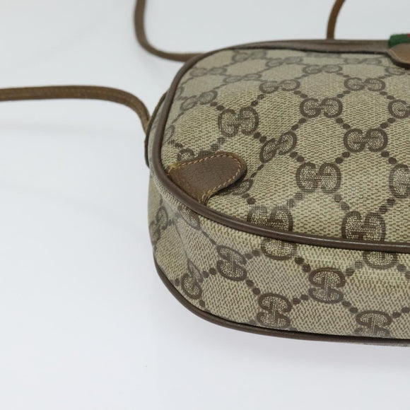 GUCCI GG Supreme Web Sherry Line Bag PVC Beige Gold 89 02 066 Auth 116754