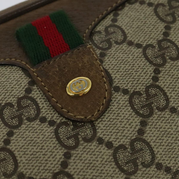 GUCCI GG Supreme Web Sherry Line Bag PVC Beige Gold 89 02 066 Auth 116754