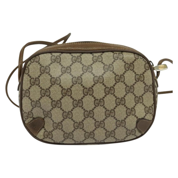 GUCCI GG Supreme Web Sherry Line Bag PVC Beige Gold 89 02 066 Auth 116754