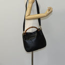 GUCCI Bamboo Hand Bag Leather 2way Black Gold 001 0166 1638 Auth 116782-20