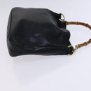 GUCCI Bamboo Hand Bag Leather 2way Black Gold 001 0166 1638 Auth 116782-3