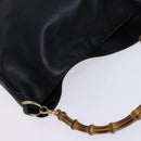 GUCCI Bamboo Hand Bag Leather 2way Black Gold 001 0166 1638 Auth 116782-6