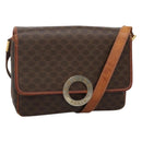CELINE Macadam Canvas Shoulder Bag PVC Leather Brown Gold Auth 116805-1