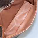 CELINE Macadam Canvas Shoulder Bag PVC Leather Brown Gold Auth 116805-10