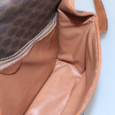 CELINE Macadam Canvas Shoulder Bag PVC Leather Brown Gold Auth 116805-18