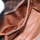 CELINE Macadam Canvas Shoulder Bag PVC Leather Brown Gold Auth 116805-11