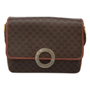 CELINE Macadam Canvas Shoulder Bag PVC Leather Brown Gold Auth 116805-13