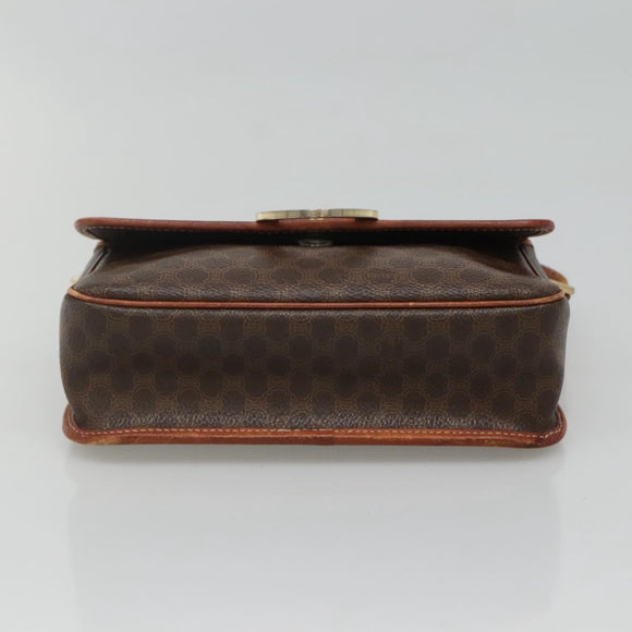 CELINE Macadam Canvas Shoulder Bag PVC Leather Brown Gold Auth 116805