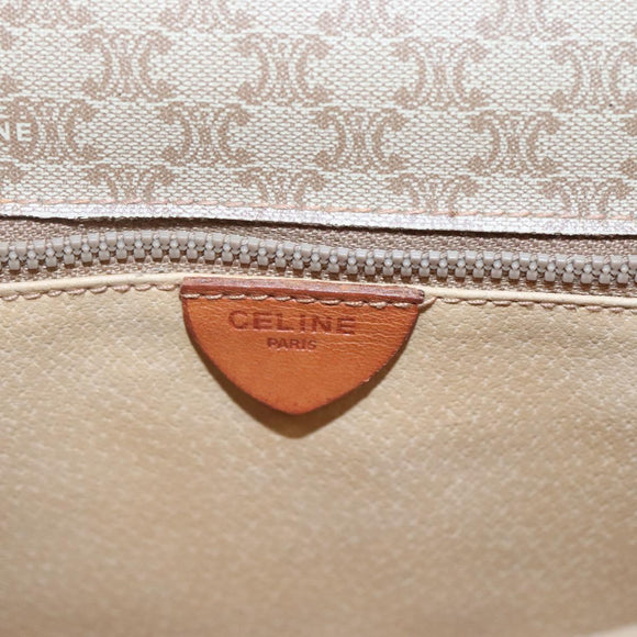 CELINE Macadam Canvas Shoulder Bag Beige Gold Auth 116806
