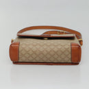 CELINE Macadam Canvas Shoulder Bag Beige Gold Auth 116806-5