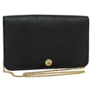 Christian Dior Honeycomb Canvas Chain Shoulder Bag Black Gold Auth 116807-1