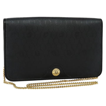 Christian Dior Honeycomb Canvas Chain Shoulder Bag Black Gold Auth 116807