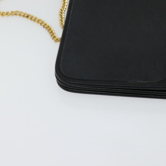 Christian Dior Honeycomb Canvas Chain Shoulder Bag Black Gold Auth 116807