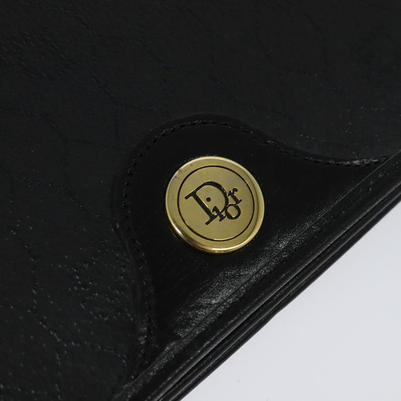 Christian Dior Honeycomb Canvas Chain Shoulder Bag Black Gold Auth 116807