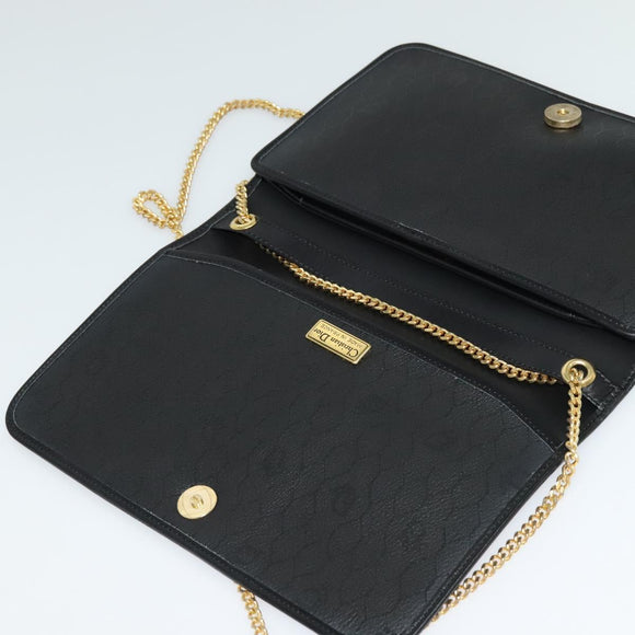 Christian Dior Honeycomb Canvas Chain Shoulder Bag Black Gold Auth 116807