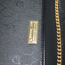 Christian Dior Honeycomb Canvas Chain Shoulder Bag Black Gold Auth 116807-18