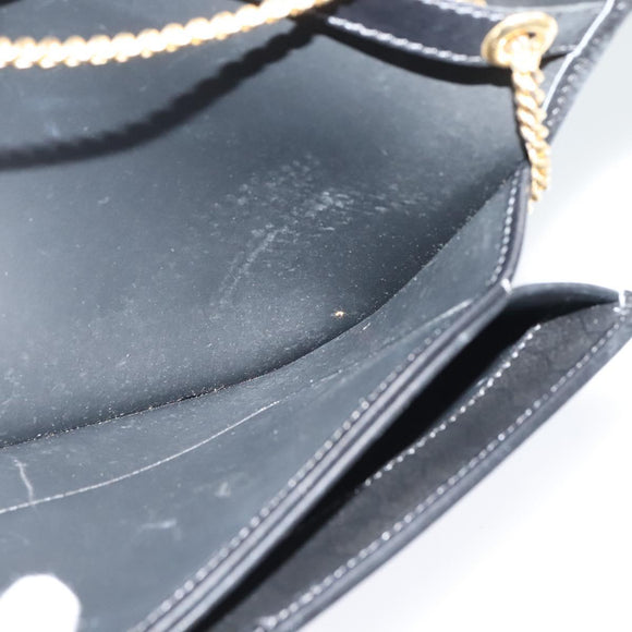 Christian Dior Honeycomb Canvas Chain Shoulder Bag Black Gold Auth 116807