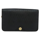 Christian Dior Honeycomb Canvas Chain Shoulder Bag Black Gold Auth 116807-2