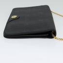 Christian Dior Honeycomb Canvas Chain Shoulder Bag Black Gold Auth 116807-4