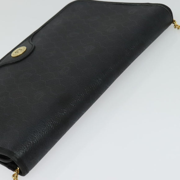 Christian Dior Honeycomb Canvas Chain Shoulder Bag Black Gold Auth 116807