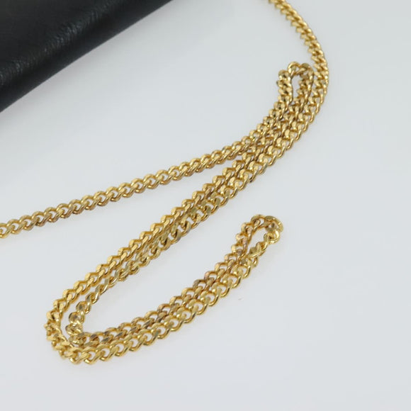 Christian Dior Honeycomb Canvas Chain Shoulder Bag Black Gold Auth 116807