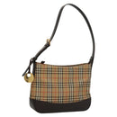 BURBERRY Nova Check Shoulder Bag Canvas Beige Brown gold Auth 116812-1