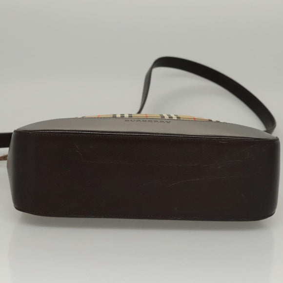 BURBERRY Nova Check Shoulder Bag Canvas Beige Brown gold Auth 116812