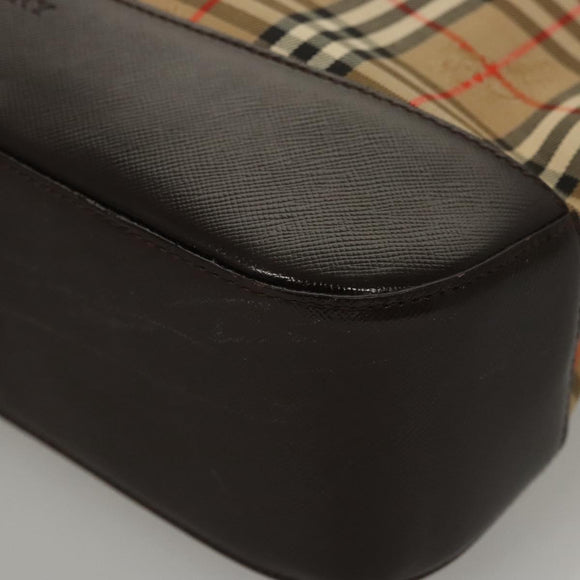 BURBERRY Nova Check Shoulder Bag Canvas Beige Brown gold Auth 116812